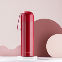 茶花 齐乐不锈钢随行杯450ml 红色053011 尺寸:6.5*6.5*22.4cm