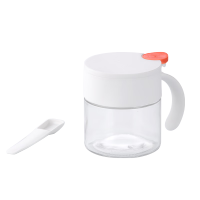 茶花(CHAHUA) 300ml圆点玻璃调味瓶白色+橘色008003尺寸:8*11.3*9.2cm