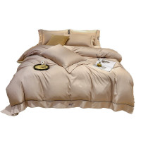 啄木鸟(plover)水洗真丝绣花四件套-卡其ZMN-SXZS-01 被套*1 床单*1 枕套*2