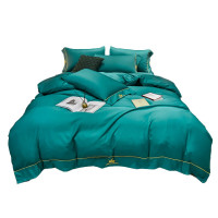 啄木鸟(plover)水洗真丝绣花四件套-墨绿ZMN-SXZS-02 被套*1 床单*1 枕套*2