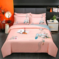 啄木鸟(plover)水洗真丝印花四件套-花前月下ZMN-HQYX-02 被套*1 床单*1 枕套*2