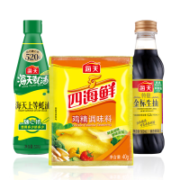 海天 厨房调味品组合(蚝油520g+生抽500mL+鸡精40g)