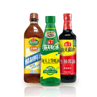 海天厨房调味品3(料酒800mL+酱油500mL+蚝油520g)