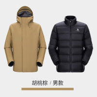 骆驼(CAMEL)户外三合一冲锋衣 鹅绒内胆 胡桃棕 男 A15CA6B306 M