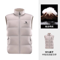 骆驼(CAMEL) A35CR28260中性款羽绒马甲 橡木灰 2XL