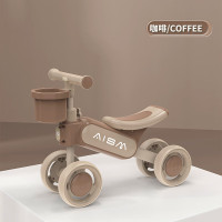 airud儿童滑步车扭扭车1-3岁溜溜车无脚踏助步车四轮车911-2暖咖色