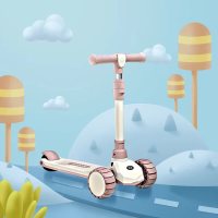 airud儿童滑板车2-6岁可折叠男女童溜溜车踏板车619粉色