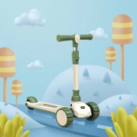 airud儿童滑板车2-6岁可折叠男女童溜溜车踏板车619绿色