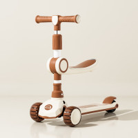 airud儿童滑板车1-3岁防侧翻滑滑车可折叠滑板车806标配咖