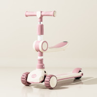 airud儿童滑板车1-3岁防侧翻滑滑车可折叠滑板车806标配粉