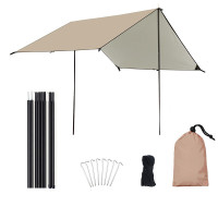 艾瑞迪户外天幕帐篷防雨防晒遮阳布Q-021-1流沙金/云雾灰300*300*230cm