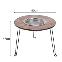 艾瑞迪户外便携折叠烧烤桌围炉桌LB-601原木色60*60*10cm