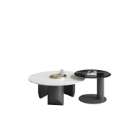 (30天后发货,不退货)哥斯图简约客厅亮光雪山白岩板+钢化玻璃极简茶几组合(6mm亮光雪山白+钢化玻璃)