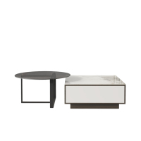 (30天后发货,不退货)尚意轩 极简风格 简约家用高端香奈儿亮光岩板+钢化玻璃面组合茶几