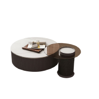 (30天后发货,不退货)摩登奢居极简家用哑光雪山白岩板简约高端钢化玻璃储物组合茶几-1抽(6mm哑光雪山白)