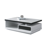 (30天后发货,不退货)哥斯图极简时尚客厅收纳茶几亮光岩板双层茶桌-2抽(6mm亮光雪山白)-SXP1