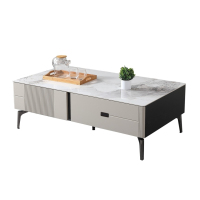 (30天后发货,不退货)摩登奢居极简风格6mm亮光香奈儿岩板收纳几客厅长方形茶几-2抽(6mm亮光香奈儿)