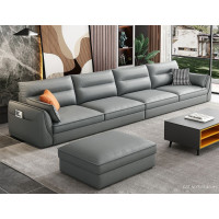 (30天后发货,不退货)哥斯图 组合沙发分体四人位+脚踏(灰色-海绵)四人位:长3200*宽930*高960mm
