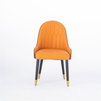 (30天后发货,不退货)摩登奢居轻奢风格 家用皮艺舒适餐椅(铁架)-橙色+深咖色 490*470*900mm 两把起售