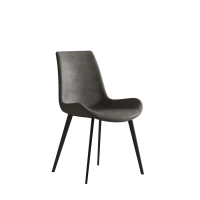 (30天后发货,不退货)摩登奢居极简西皮材质 黑砂脚无扶手餐椅(灰色-无拉链)长450*宽520*高870mm 两把起售