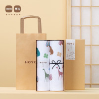 HOYO母婴级标准纯棉毛浴巾礼盒 布艺河马樱花两件套