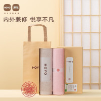HOYO母婴级标准纯棉长绒棉毛浴巾礼盒 芦荟简致毛巾两件套白茶樱若