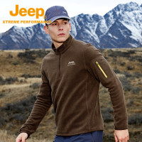 Jeep吉普半开胸抓绒衣J432074261 咖啡色 S