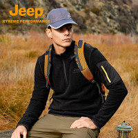 Jeep吉普半开胸抓绒衣J432074261 品牌黑XL