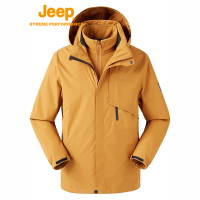 Jeep三合一户外内胆抓绒加厚冲峰衣男 J042094075 云杉黄 XL