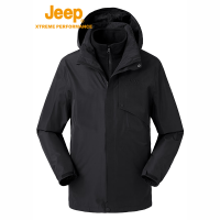 Jeep三合一户外内胆抓绒加厚冲峰衣男 J042094075 品牌黑 XXXL