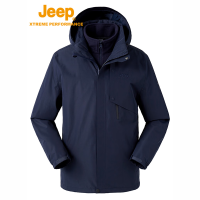 Jeep三合一户外内胆抓绒加厚冲峰衣男 J042094075 藏青色 XXL