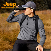 Jeep吉普男式半开胸抓绒衣J432099793莫兰迪灰 L