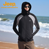 Jeep男女轻薄风衣J412075298面料87.9%锦纶12.1%氨纶 品牌黑3XL 功能:防泼水+防晒UPF50+