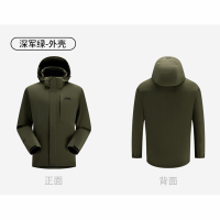 Jeep户外三合一抓绒内胆冲锋衣男女J432074003深军绿3XL