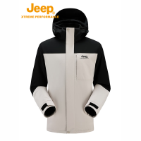 Jeep男女情侣款冲锋衣三合一抓绒内胆J432074085浩渺灰 M