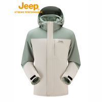Jeep男女情侣款冲锋衣三合一抓绒内胆J432074085暖沙色 S