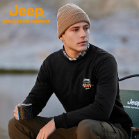 Jeep 男女卫衣 运动休闲无帽长袖 J332074345 品牌黑XS