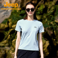 Jeep 女式短袖T恤衫J522084501冰蓝色 S 面料:90.7%锦纶9.3%氨纶