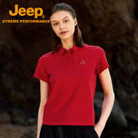 Jeep 女式短袖polo衫P520899007颜色:中国红 S 面料:EPA25005