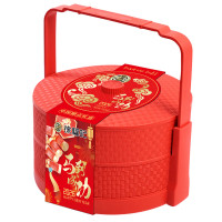 (春节产品)徐福记新年糖双层方提篮礼盒520g