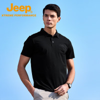 Jeep 男式短袖POLO衫P520999004颜色:品牌黑 XL 面料:76.2%锦纶23.8%氨纶