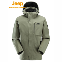 Jeep男式冲锋衣软壳两件套J232094082灰绿色 M