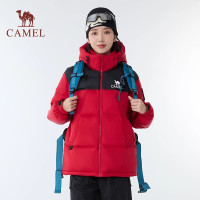 骆驼(CAMEL) W35CR07012中性款标准长面包羽绒服 2XL (龙腾红/幻影黑)