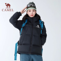 骆驼(CAMEL) W35CR07012中性款标准长面包羽绒服 S (幻影黑)