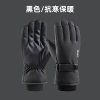 Jeep户外骑行手套男女冬季保暖北极绒手套 黑色