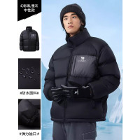 骆驼(CAMEL)A34CF00804B中性款标准长面包羽绒服 幻影黑/墨灰 M