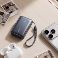 ANKER安克充电宝自带伸缩线45W快充10000mAh便携移动电源 A1638 黑