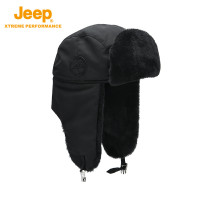 Jeep冬季保暖帽子加绒护耳围脖一体棉帽P143078913黑色(加绒)(58-60cm)