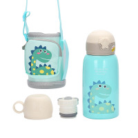 斯阁睿600ml儿童双盖吸管两用真空保温杯SGR-158绿色