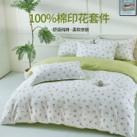 罗曼罗兰全棉四件套 淡妆初夏 蓝-4751704床单款(被套200*230cm)